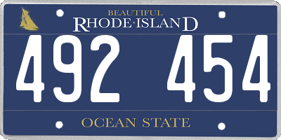RI license plate 492454