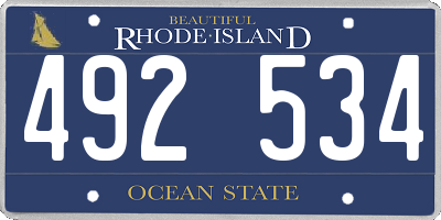 RI license plate 492534