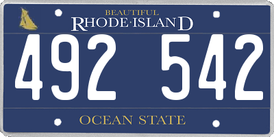 RI license plate 492542
