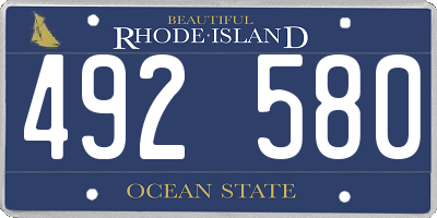 RI license plate 492580