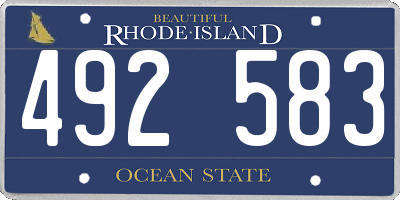 RI license plate 492583