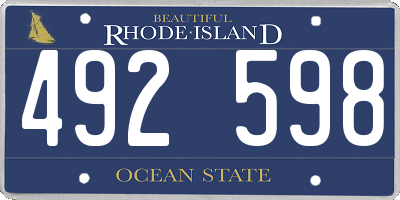 RI license plate 492598