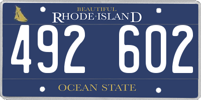 RI license plate 492602