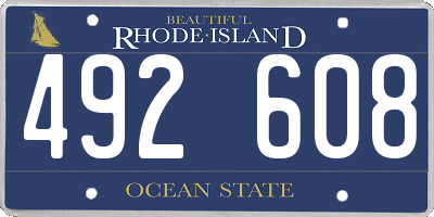 RI license plate 492608