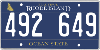 RI license plate 492649