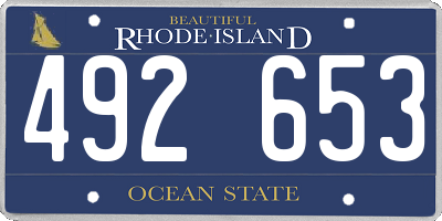 RI license plate 492653