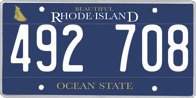 RI license plate 492708