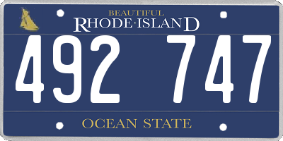 RI license plate 492747