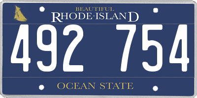 RI license plate 492754