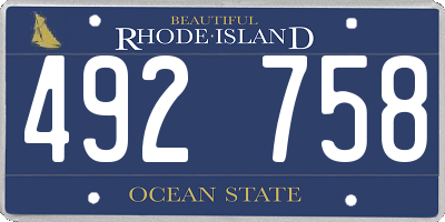 RI license plate 492758