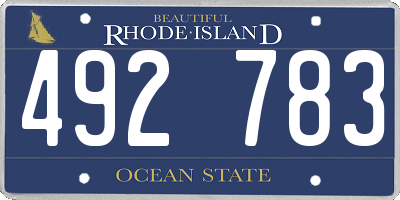 RI license plate 492783