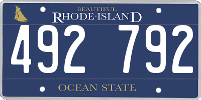 RI license plate 492792