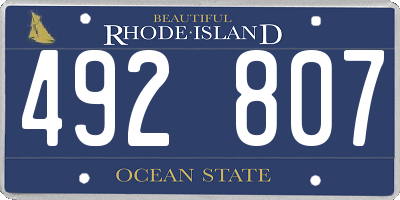 RI license plate 492807