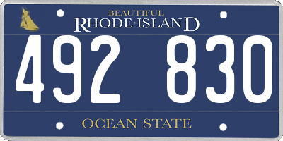 RI license plate 492830