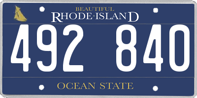RI license plate 492840