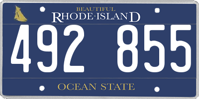 RI license plate 492855