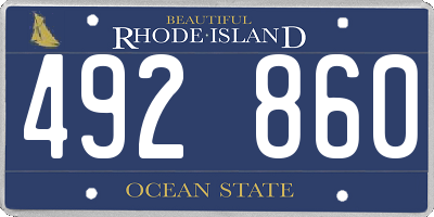 RI license plate 492860