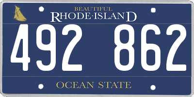 RI license plate 492862