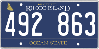 RI license plate 492863
