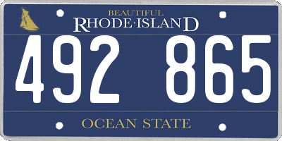 RI license plate 492865
