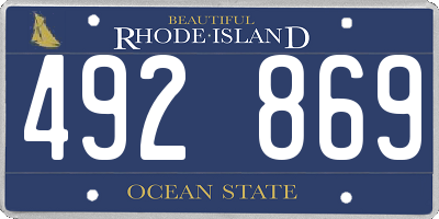 RI license plate 492869