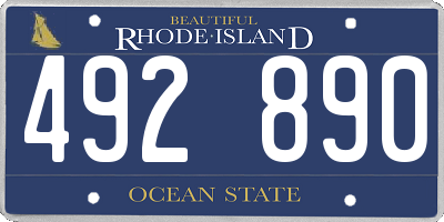 RI license plate 492890