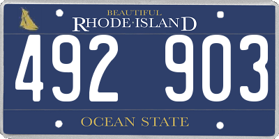 RI license plate 492903