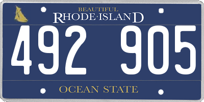 RI license plate 492905