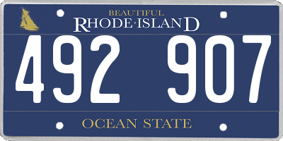 RI license plate 492907