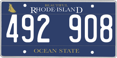 RI license plate 492908