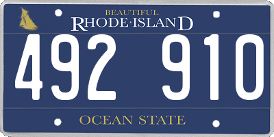RI license plate 492910