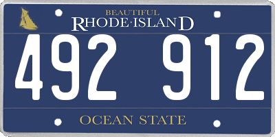 RI license plate 492912