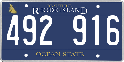 RI license plate 492916