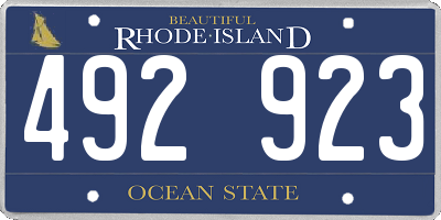 RI license plate 492923