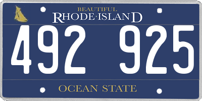 RI license plate 492925