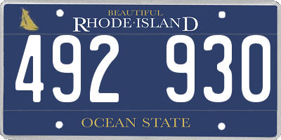 RI license plate 492930