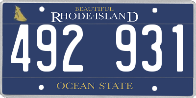 RI license plate 492931