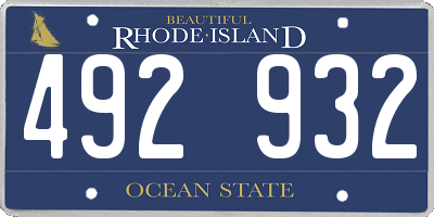 RI license plate 492932