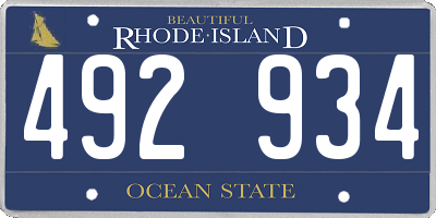 RI license plate 492934