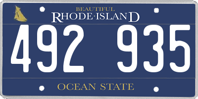 RI license plate 492935