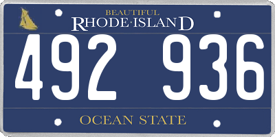 RI license plate 492936