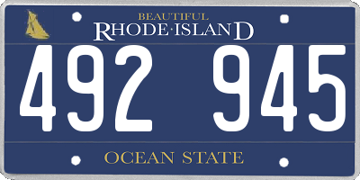 RI license plate 492945