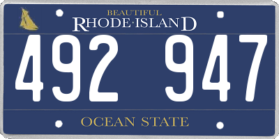RI license plate 492947
