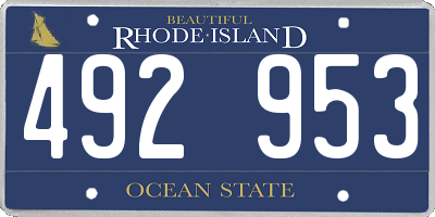 RI license plate 492953