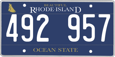 RI license plate 492957