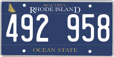 RI license plate 492958