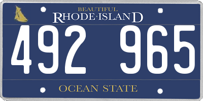 RI license plate 492965