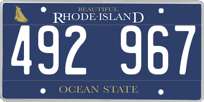 RI license plate 492967