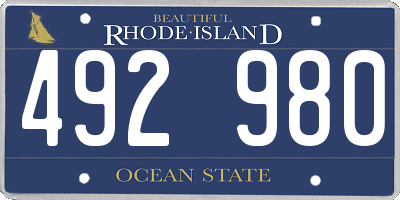 RI license plate 492980