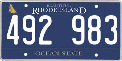 RI license plate 492983